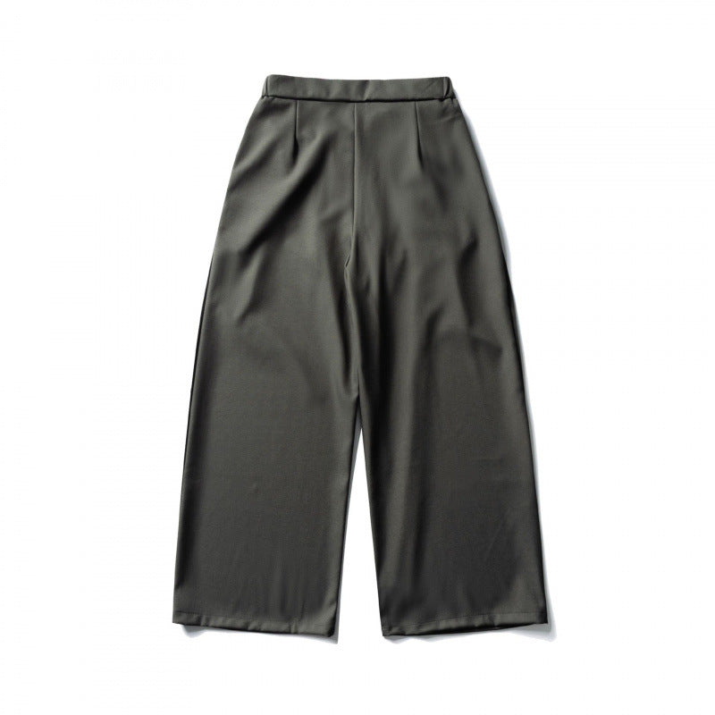 Damen Weite Culotte-Hose mit hoher Taille, Bundfalten und Bindegürtel Drune