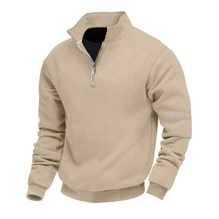 Herren hochwertiger Strickpullover mit Stehkragen und modischem Reißverschluss Drune