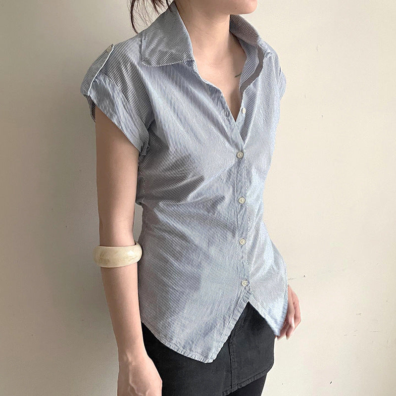 Damen elegante Bluse mit modernen Streifen Drune