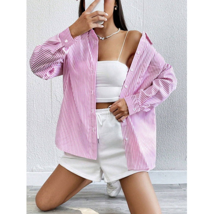 Damen Oversize Hemd mit feinen Streifen Drune
