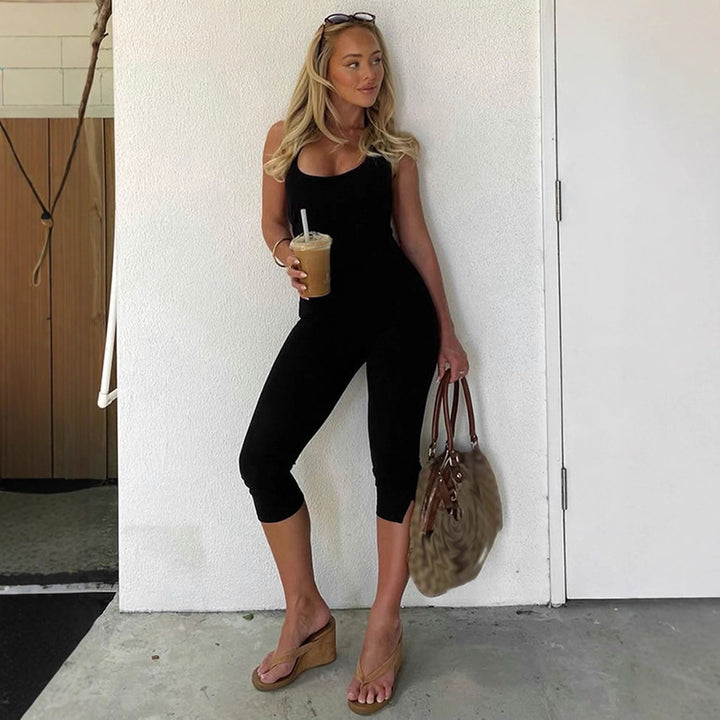 Damen Kurzarm Jumpsuit mit modernem Polokragen und figurbetontem Schnitt Drune