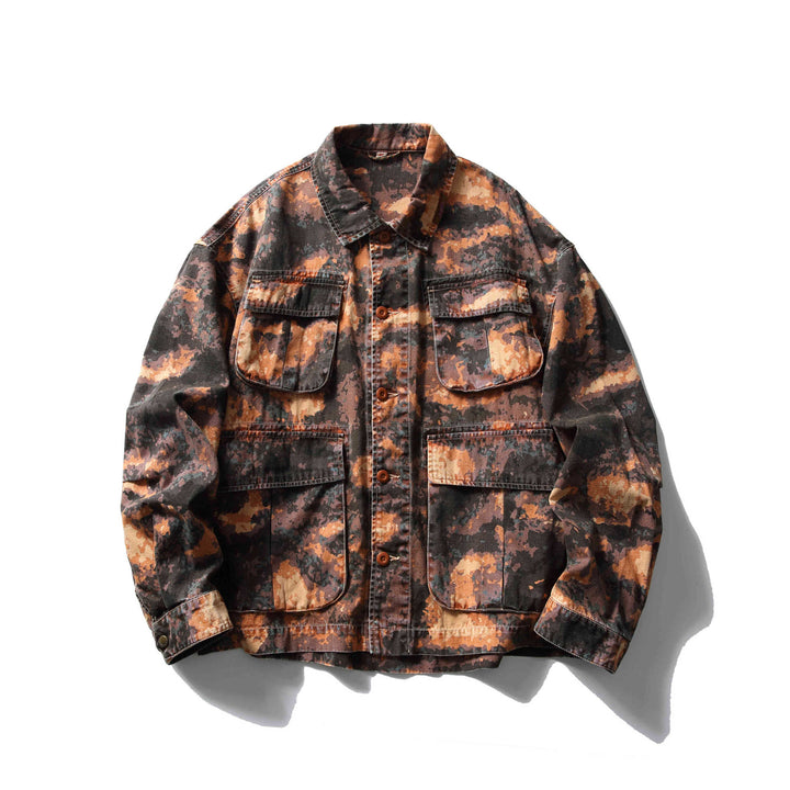 Herren Cargo-Overshirt im Utility-Stil mit Camouflage-Print und Mehrfachtaschen Drune
