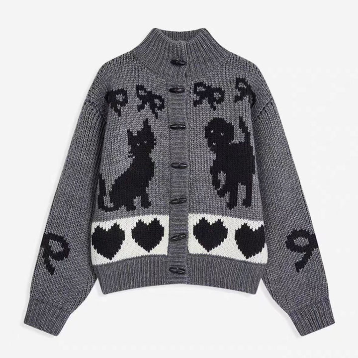Damen Strickjacke mit tierischem Muster Drune