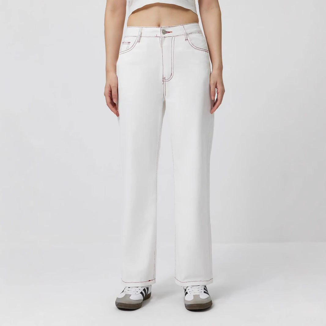 Damen elegante Jeans mit fruchtigen Stickereien Drune