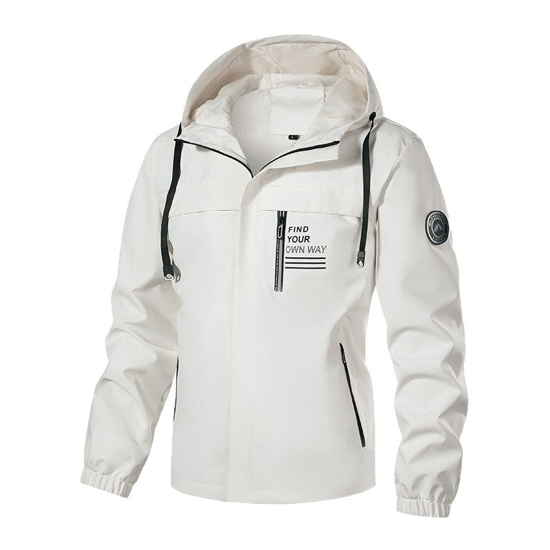 Herren Softshell-Outdoorjacke mit Kapuze, wasserabweisend und Brust-Reißverschlusstasche Drune