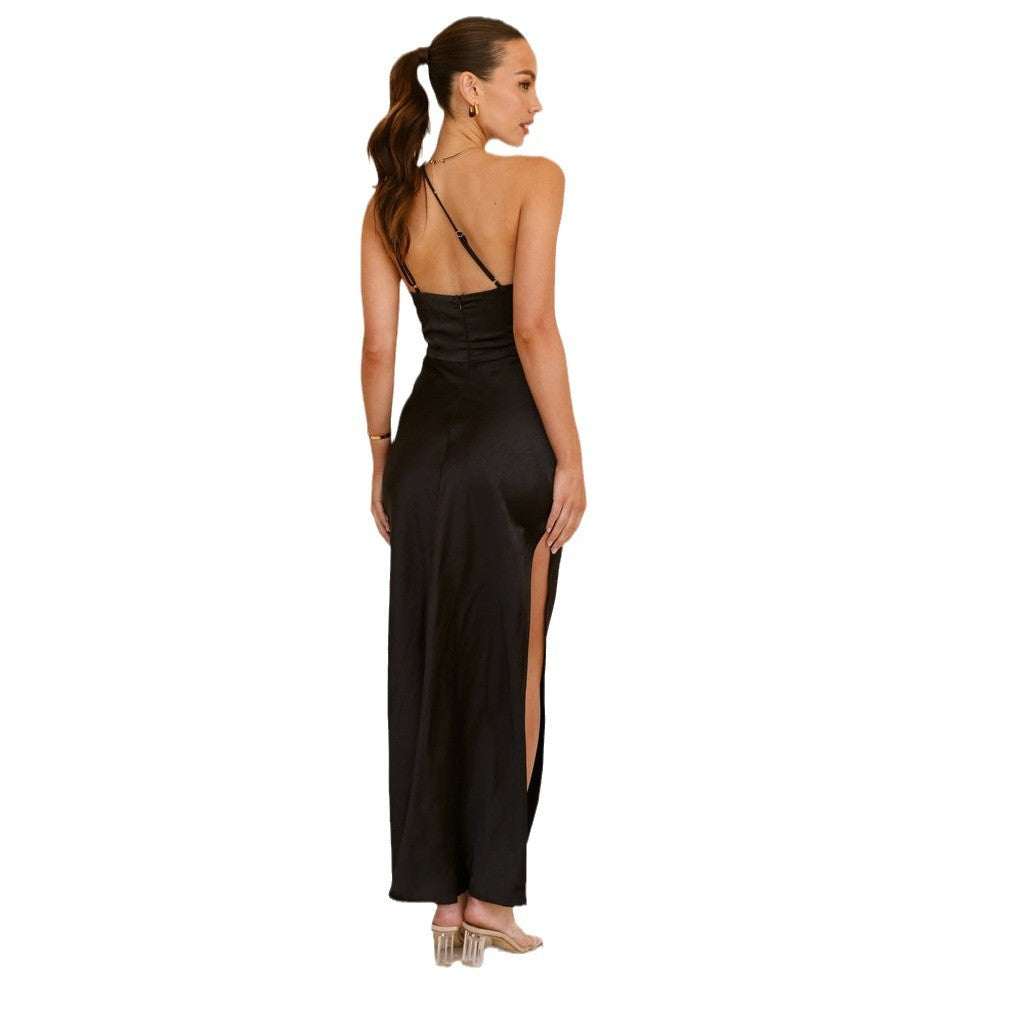 Damen Elegantes Wickelkleid mit asymmetrischem Schnitt und fließendem Satinfall Drune