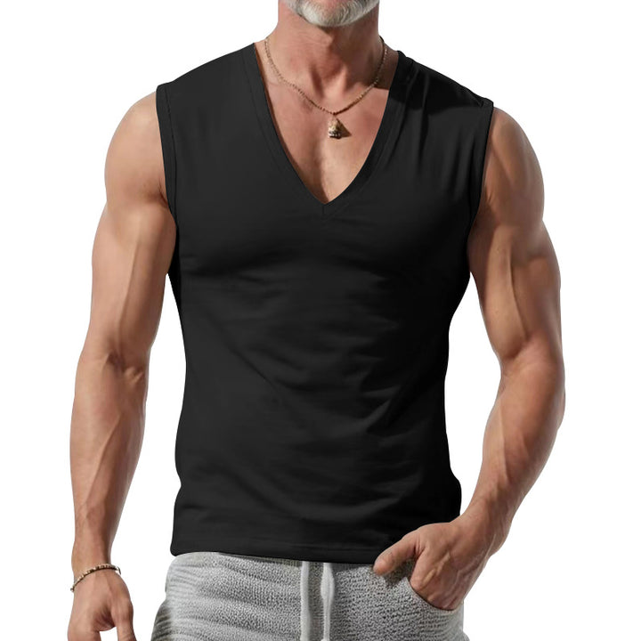 Herren nan figurbetontes ärmelloses V-Ausschnitt Muskelshirt Drune