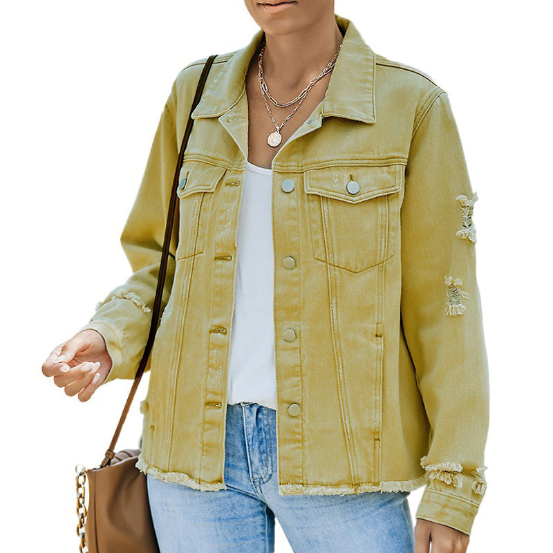 Damen Denim-Jacke mit lässigem Schnitt und funktionalen Taschen Drune