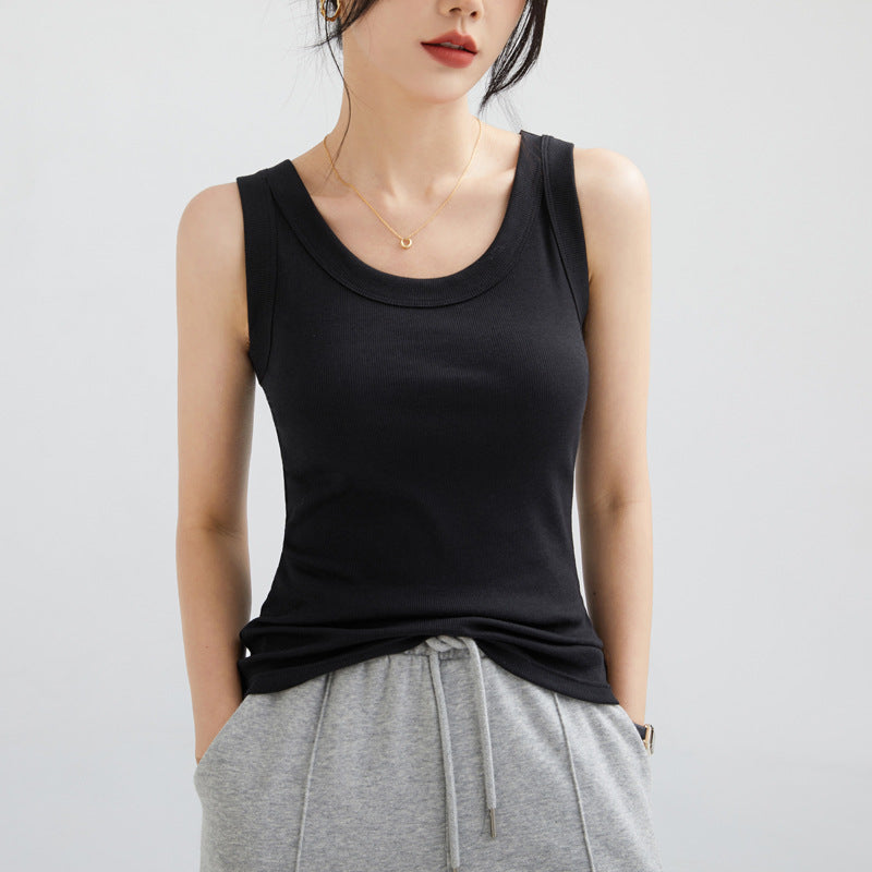 Damen Weiches Ripp-Top mit Eleganter Rundhalsausschnitt Drune
