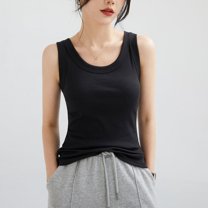Damen Weiches Ripp-Top mit Eleganter Rundhalsausschnitt Drune