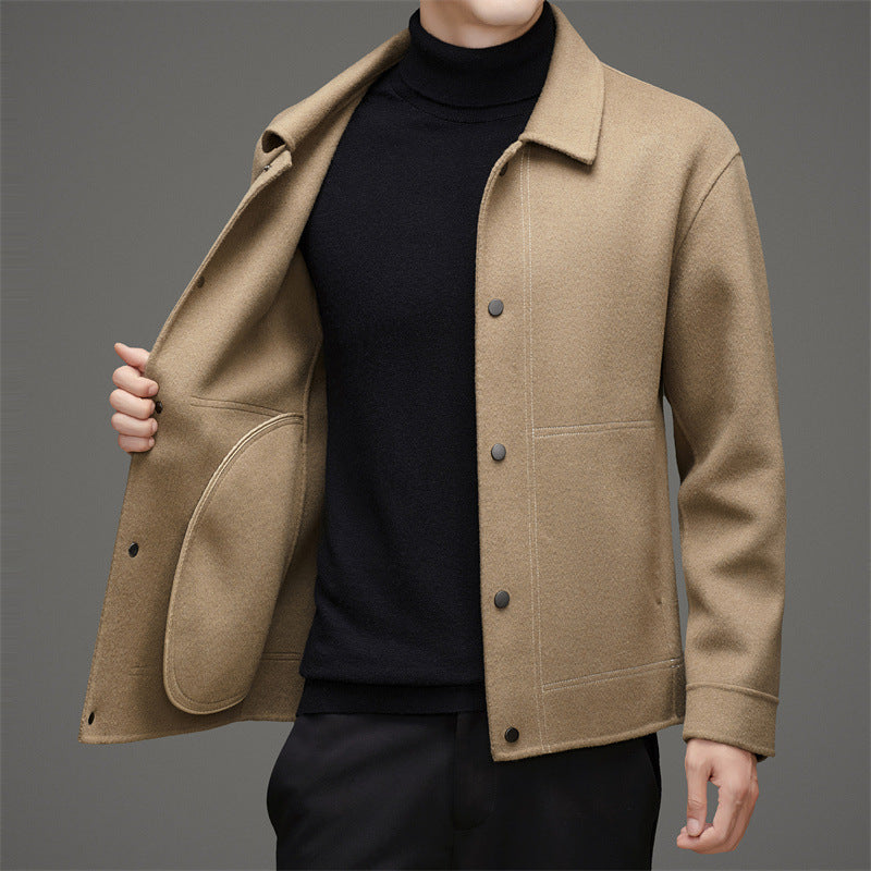 Herren elegante Wolljacke mit klassischem Kragen Drune
