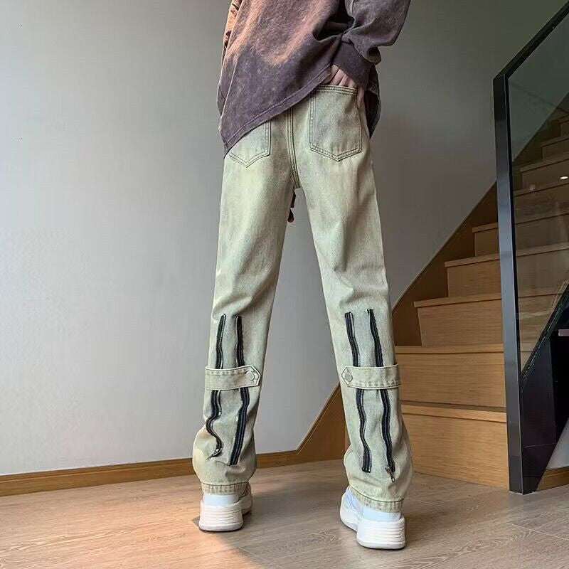 Herren Modische Cargo-Hose mit Reißverschlussdetails Drune
