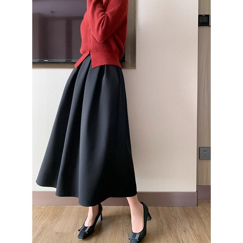 Damen Eleganter Maxirock mit Falten Drune