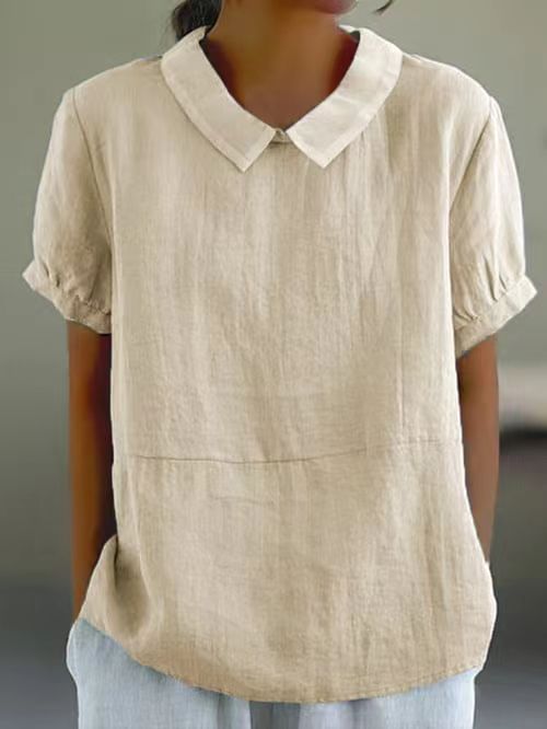 Damen Bio-Leinen Bluse mit Kragen Drune