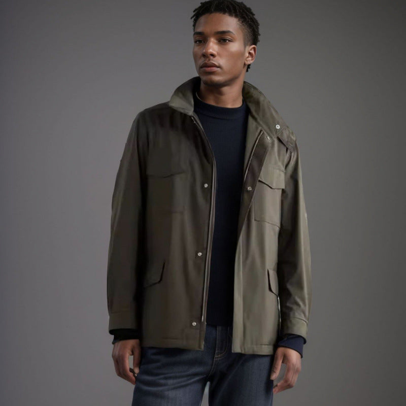 Herren modische Trekkingjacke aus wasserabweisendem Material mit praktischen Taschen Drune