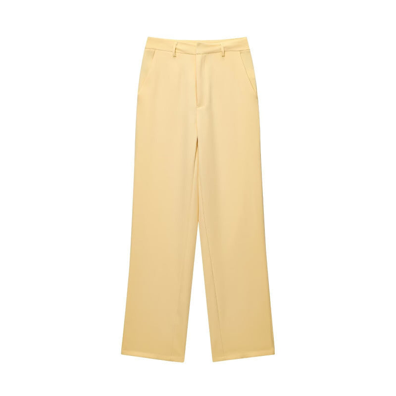Damen Weite High‑Waist Stoffhose mit Bügelfalte und geradem Bein Drune