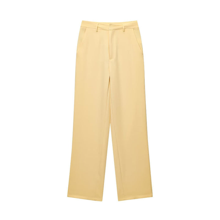 Damen Weite High‑Waist Stoffhose mit Bügelfalte und geradem Bein Drune