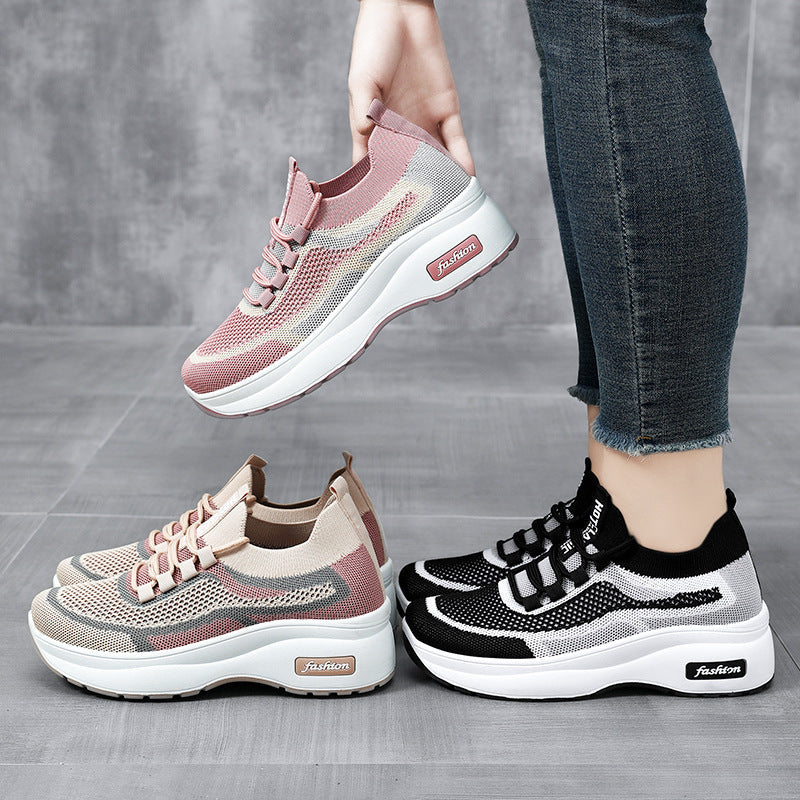 Damen Sportliche Sneakers mit atmungsaktiver Strick-Oberfläche und flexibler Sohle Drune