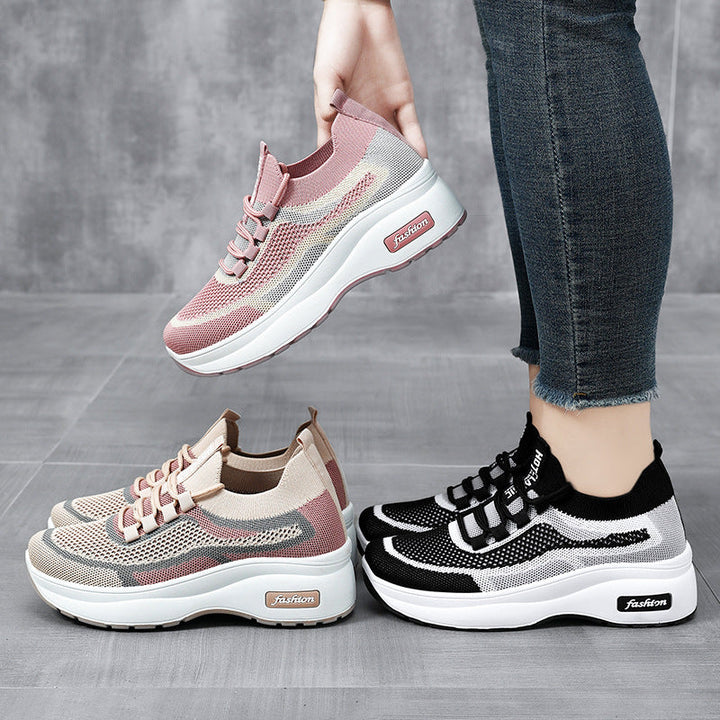 Damen Sportliche Sneakers mit atmungsaktiver Strick-Oberfläche und flexibler Sohle Drune