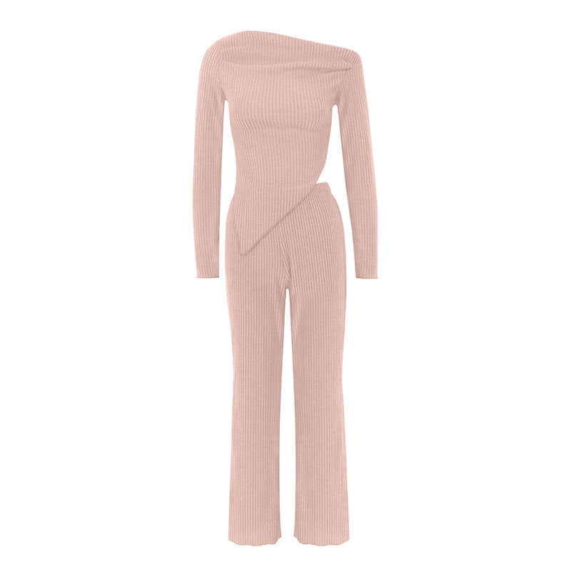 Damen figurbetontes Jumpsuit mit asymmetrischem Ausschnitt und langen Ärmeln Drune
