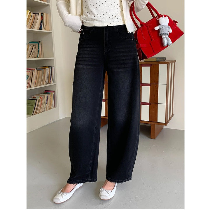 Damen weit geschnittene Denim-Hose Drune
