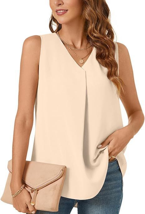 Damen Leichte Faltenfreie Ärmellose Bluse Drune