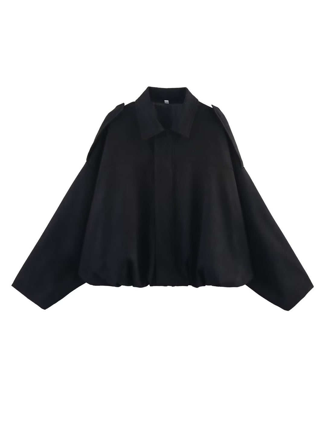 Damen 1000+ weit geschnittene Cropped‑Blousonjacke im Cape‑Look mit Schulterriegeln und gerafftem Saum Drune