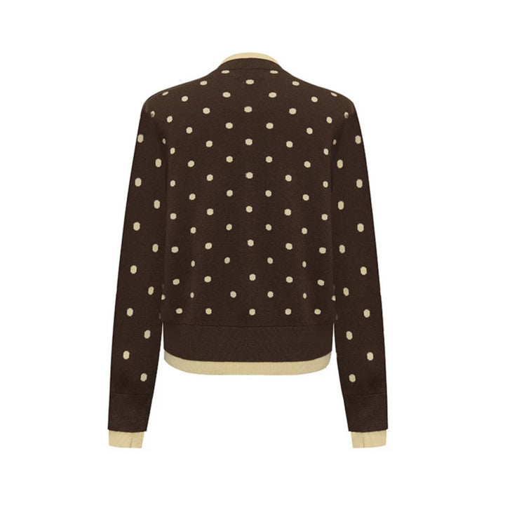 Damen Gepunktete Strickjacke mit Rundhalsausschnitt, Knopfleiste und Layering‑Optik Drune
