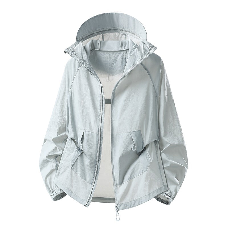 Damen Leichte winddichte Kapuzen‑Übergangsjacke mit verstellbarer Kapuze, Zwei‑Wege‑Reißverschluss & praktischen Klappentaschen Drune