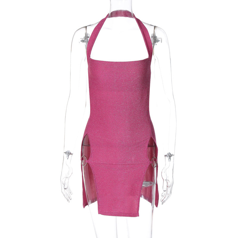 Damen Glamouröses Minikleid mit Halterneck und eleganten Seitenausschnitten Drune