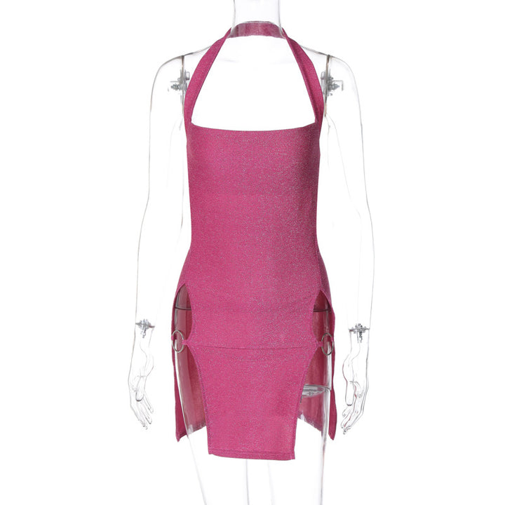 Damen Glamouröses Minikleid mit Halterneck und eleganten Seitenausschnitten Drune