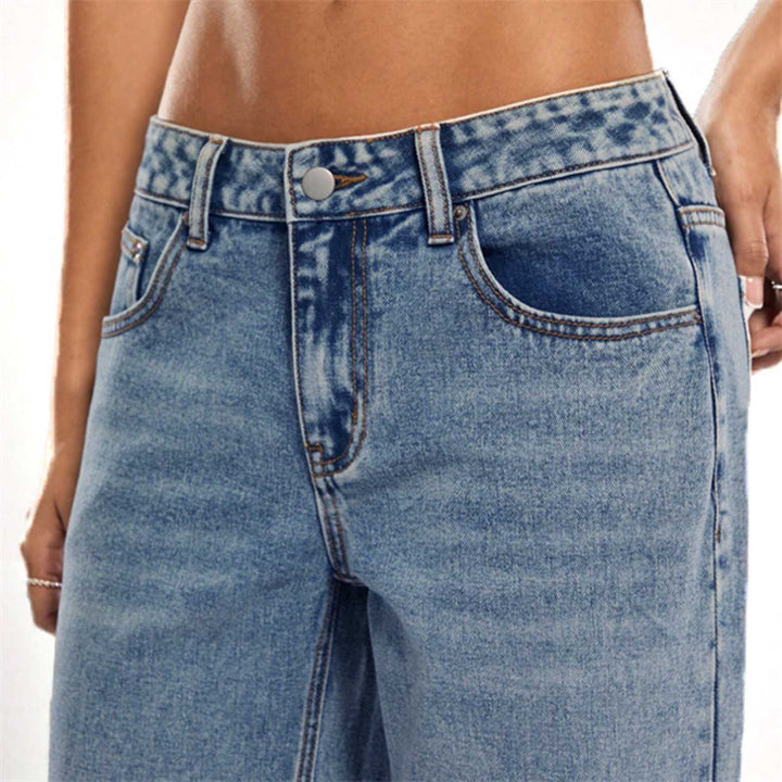 Damen Hochtaillierte Denimhose mit extraweiter Beinform und cleaner Vintage‑Waschung Drune