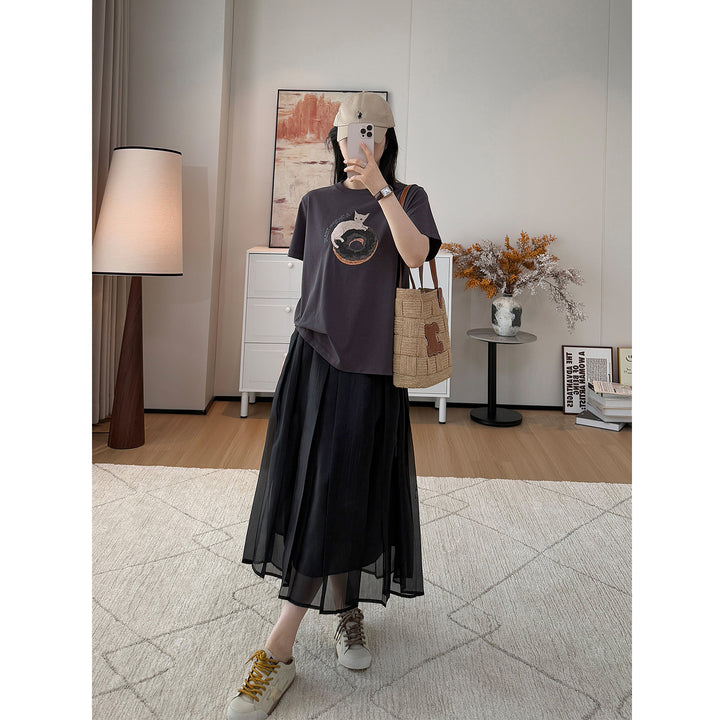 Damen Eleganter und fließender Midirock Drune