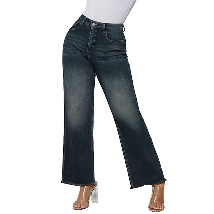 Damen nan weite knöchellange Jeans mit hohem Bund und rohem Saum Drune