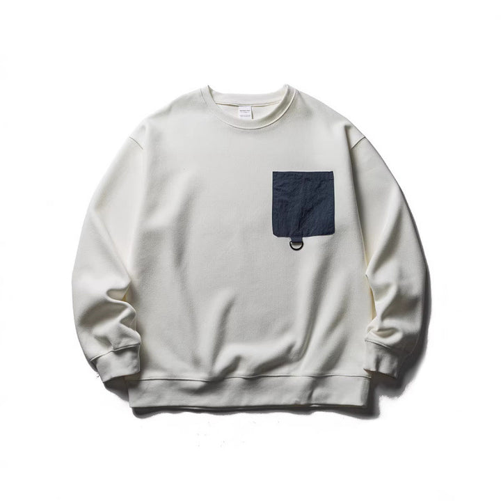 Unisex Oversize-Sweatshirt mit kontrastierender Brusttasche und D-Ring Drune