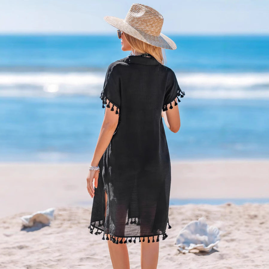 Damen Strandkleid mit fransigen Details Drune