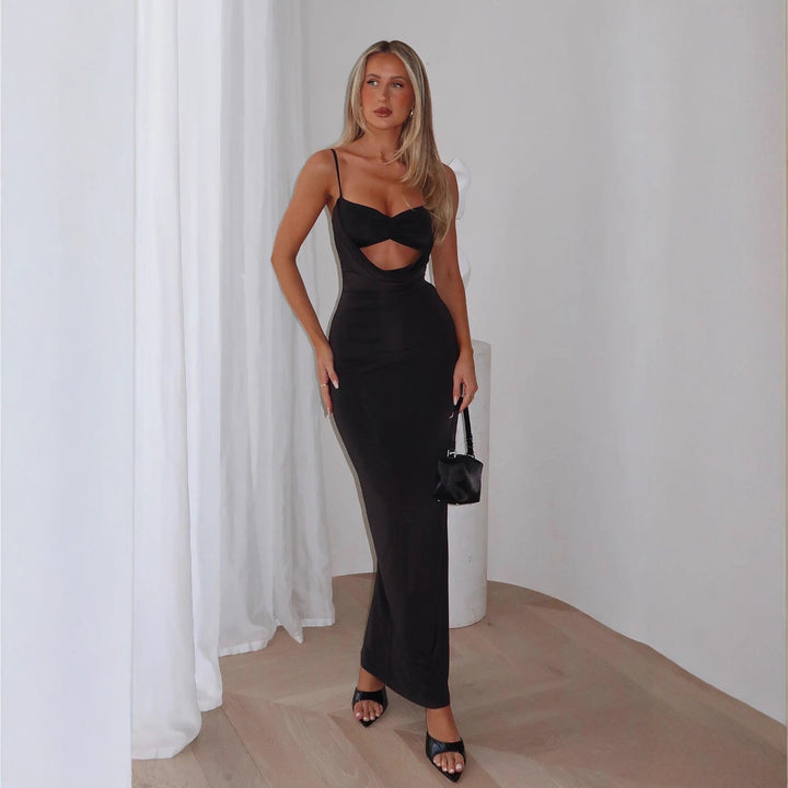 Damen Edles Maxikleid mit figurformendem Schnitt und raffiniertem Cut-Out Drune
