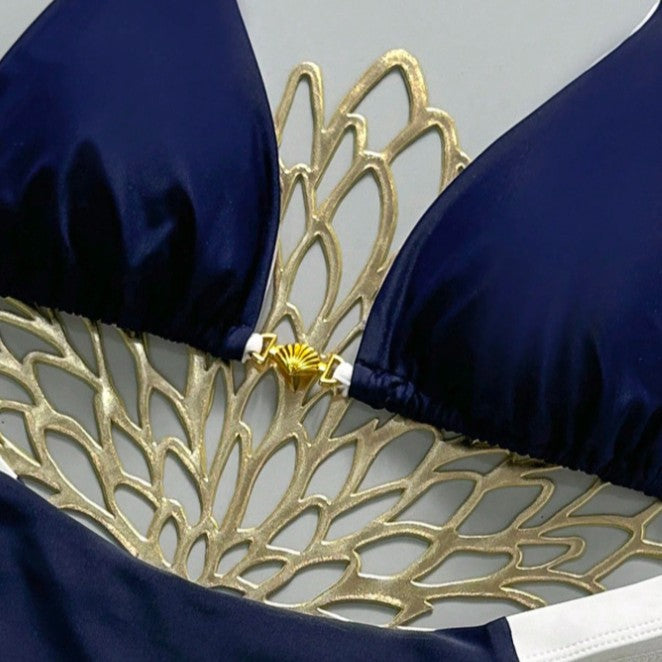 Damen Triangel-Bikini mit modischen Kontrastdetails Drune