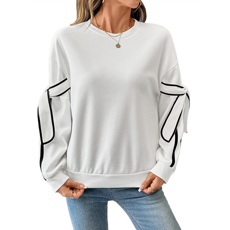 Damen Oversize-Sweatshirt mit Schleifenärmeln und Kontrastpaspel Drune
