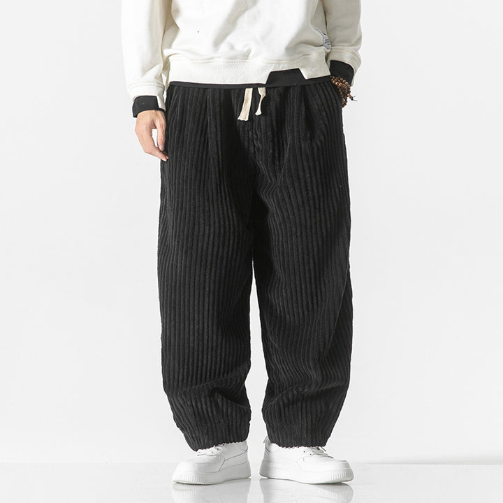 Herren Weit geschnittene Cord-Ballonhose mit Tunnelzugbund und breitem Rippenrelief Drune