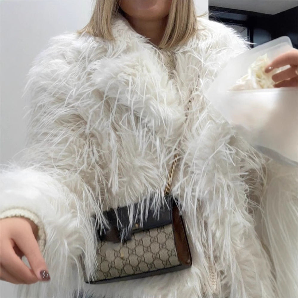 Damen Kunstfelljacke im extravagant gefransten Design Drune