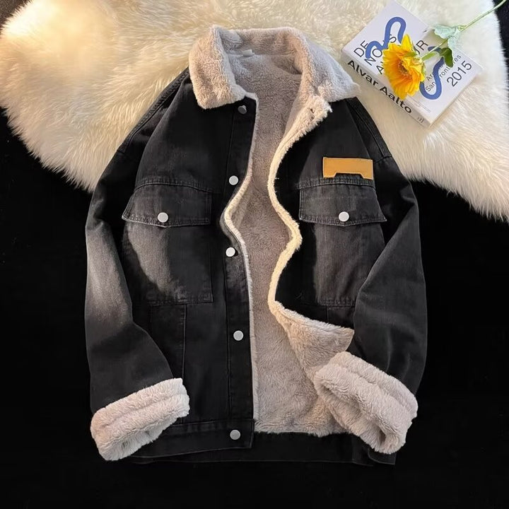 Damen gefütterte Denimjacke mit stylischem Kragen und praktischen Taschen Drune
