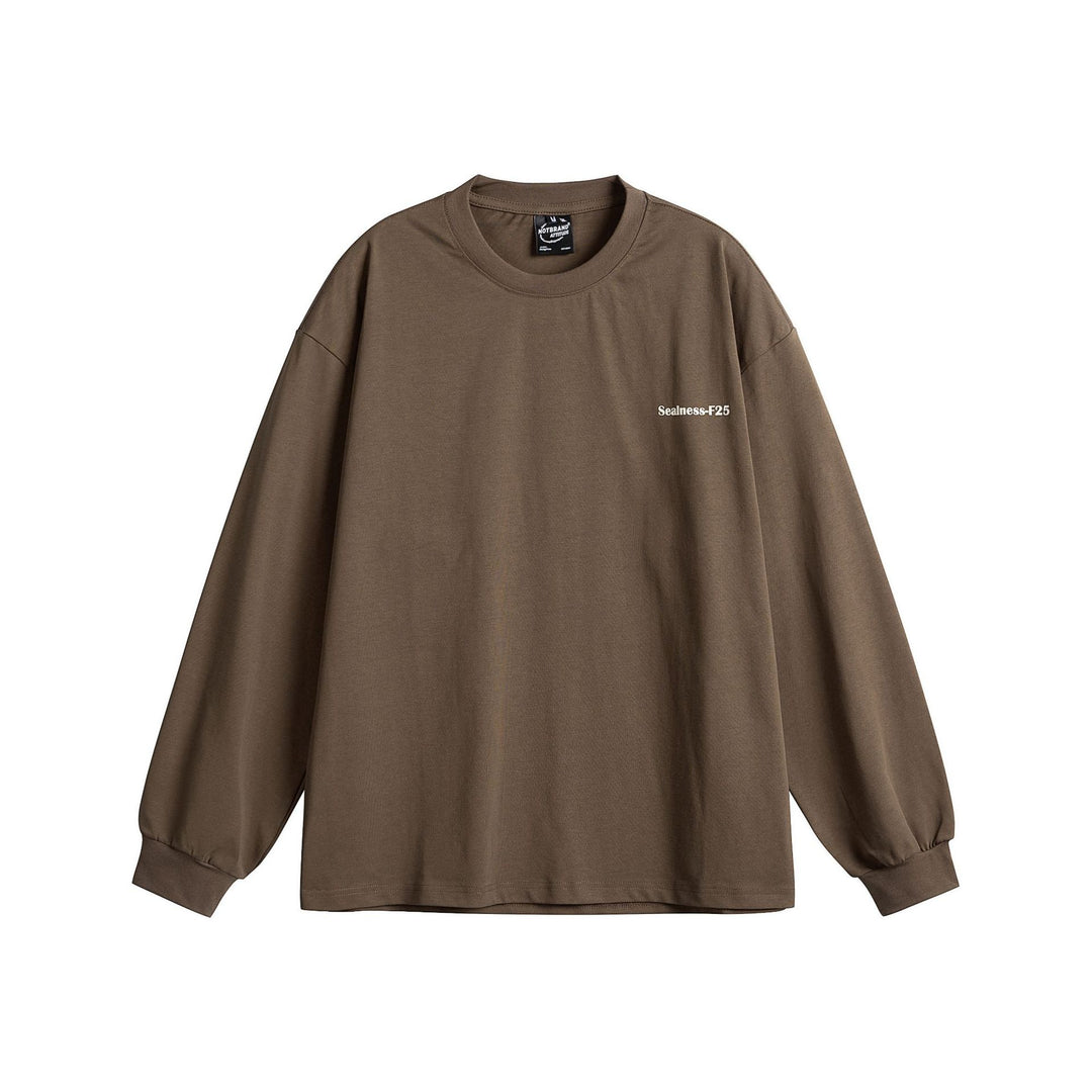 Unisex Oversize-Longsleeve mit dropped shoulder, gerippten Bündchen und minimalistischer Bruststickerei Drune