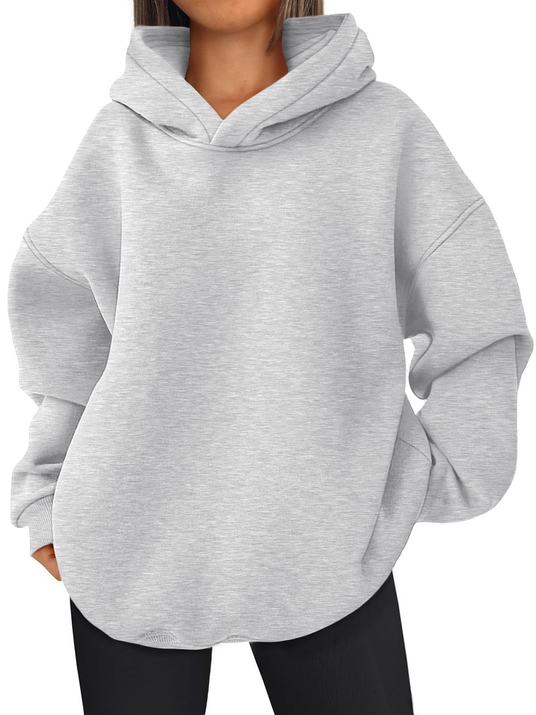 Damen nan kastiger Kapuzenpullover mit doppellagiger Kapuze, überschnittener Schulter und längerem Rückenteil Drune