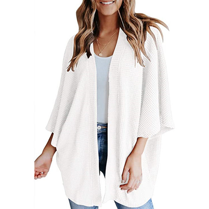 Damen lässiger Strickjacke im Waffelmuster Drune