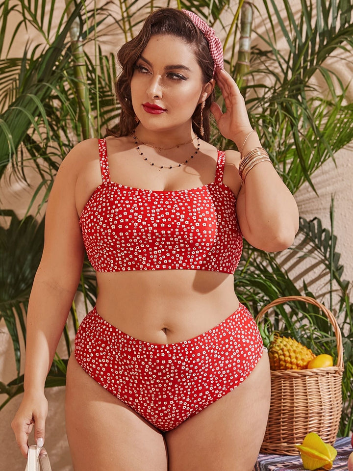 Damen Hochgeschnittener Bikini mit verspieltem Punktedesign Drune