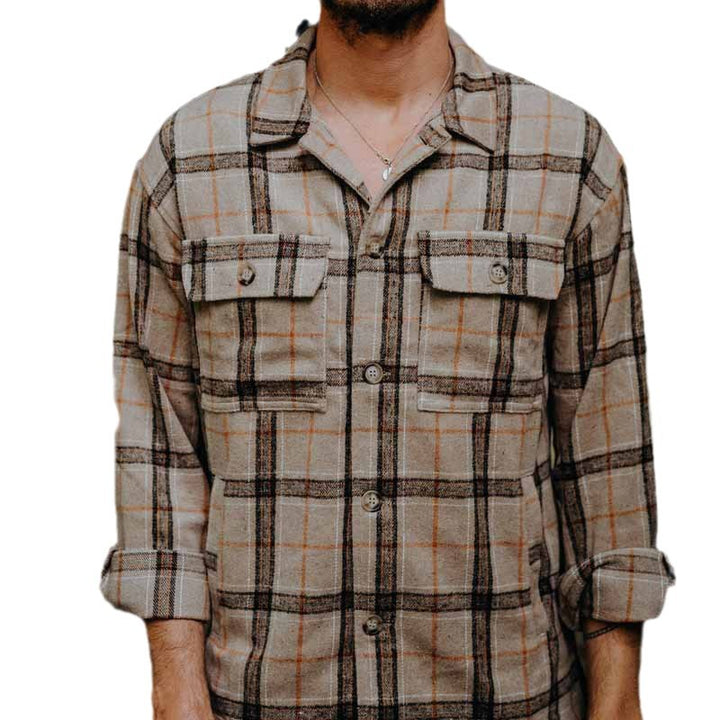Herren Overshirt aus gDruneürstetem Flanell mit Karomuster und Pattentaschen Drune