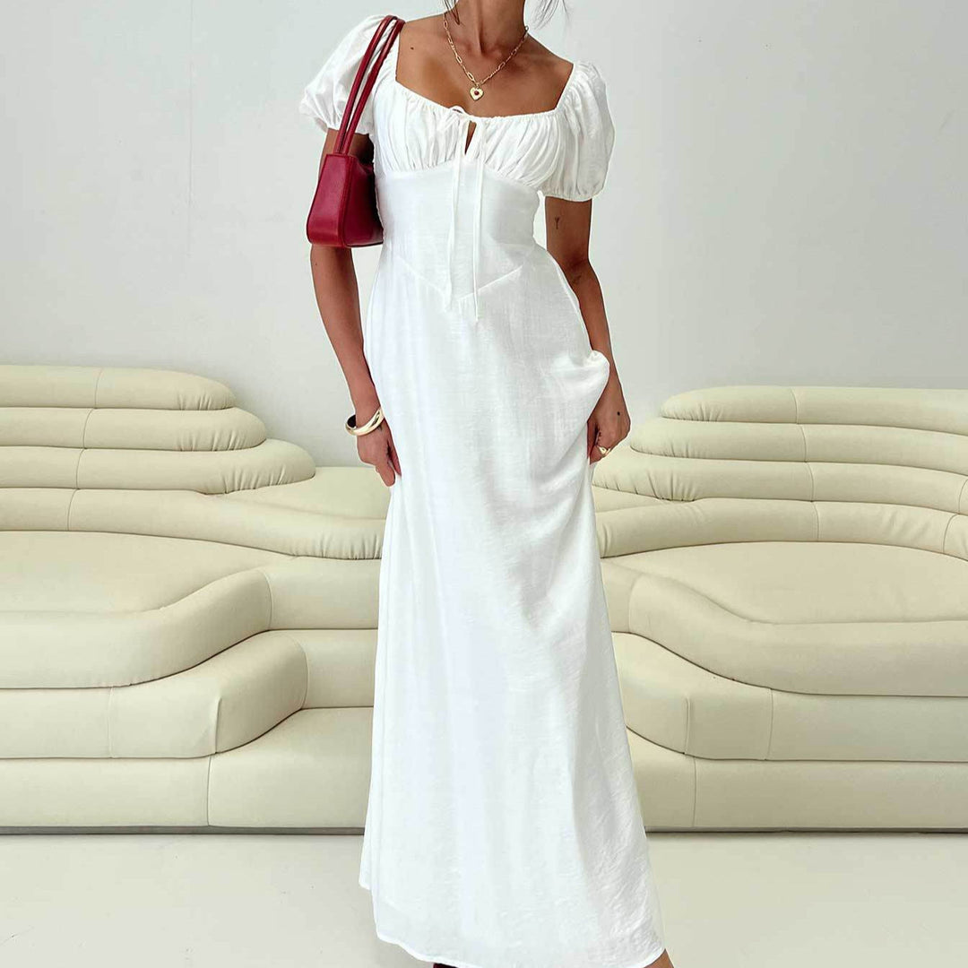 Damen Maxikleid mit Puffärmeln und elegantem Ausschnitt Drune