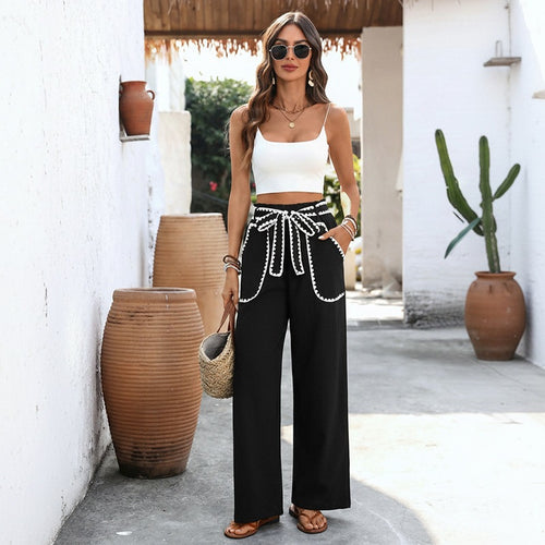Damen Elegante Hochtaillierte Palazzo-Hose Drune