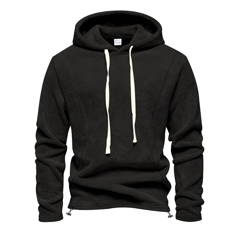 Herren Flauschiger Kapuzenpullover aus Teddy‑Fleece mit Tunnelzugsaum Drune